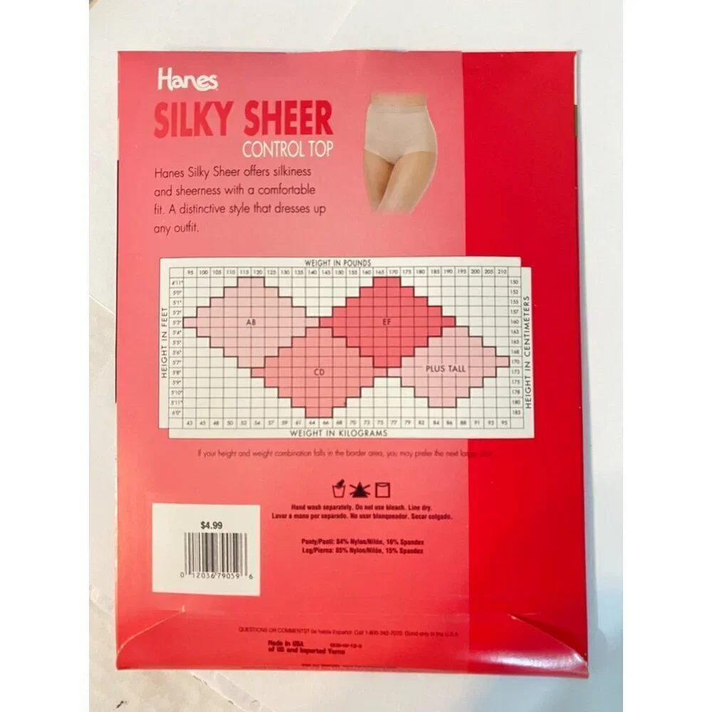 Hanes Vintage 90's Silky Sheer Control Top‎ Panyhose Women's Size CD Natural NWT